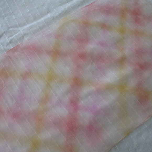 1950s pink,yellow & orange stripe chiffon scarf - Picture 6 of 7